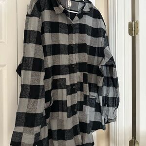 Plaid Button Down Shirt - Black and Gray